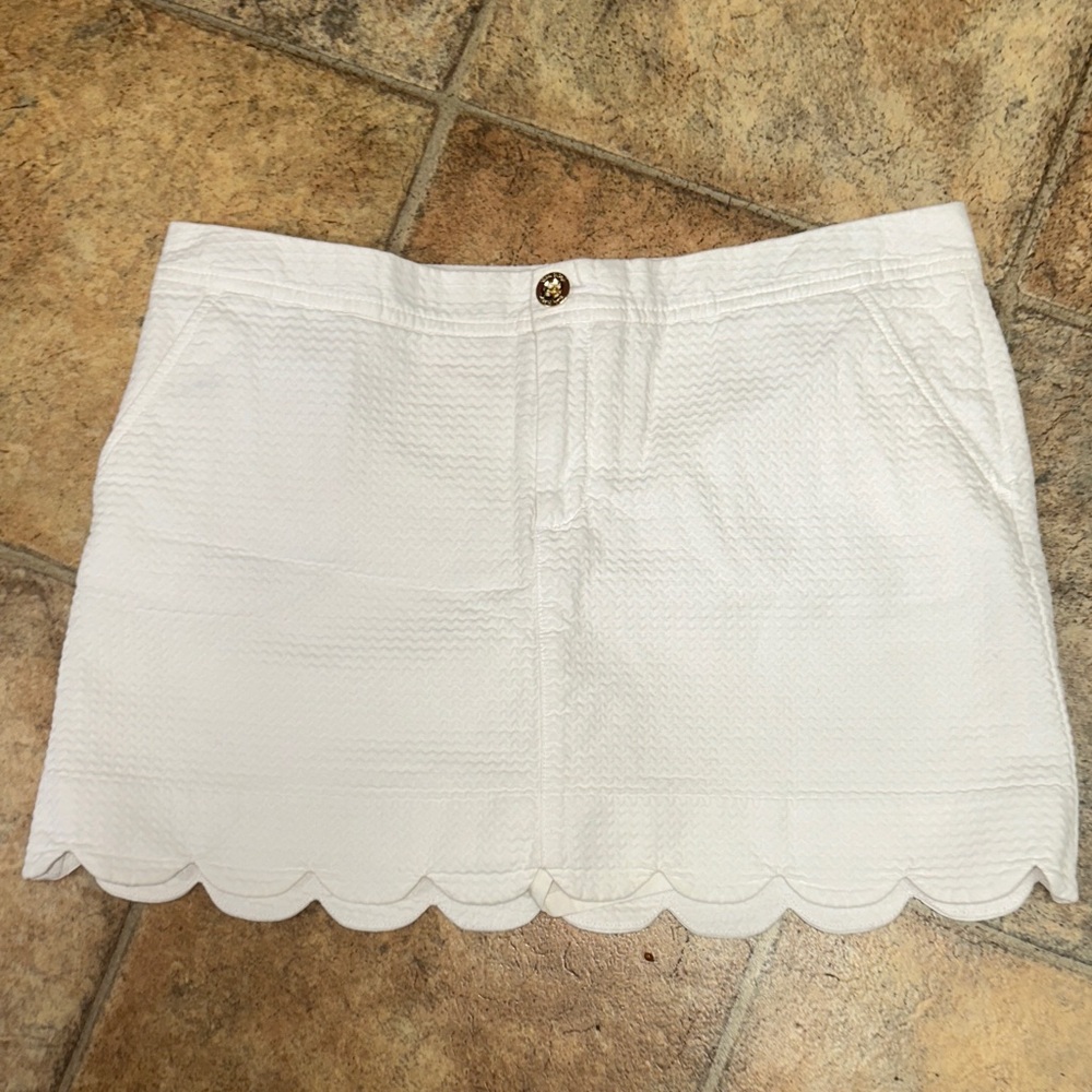 Lilly Pulitzer White Scalloped Mini Skirt